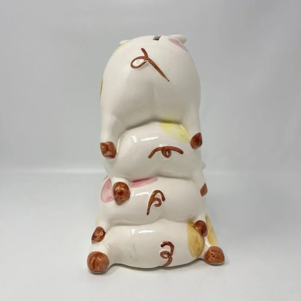 4 Pig High Ceramic Pile Pokadots Coin Bank 8